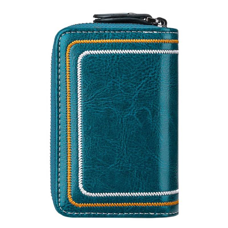 ihreesy Schlüsseletui aus Rindsleder, Retro Schlüsseltasche Schlüsselmäppchen Klein Autoschlüssel Hülle Damen Schlüsselanhänger Schlüsselbeutel Tasche mit Doppelter Reißverschluss,Blau von ihreesy