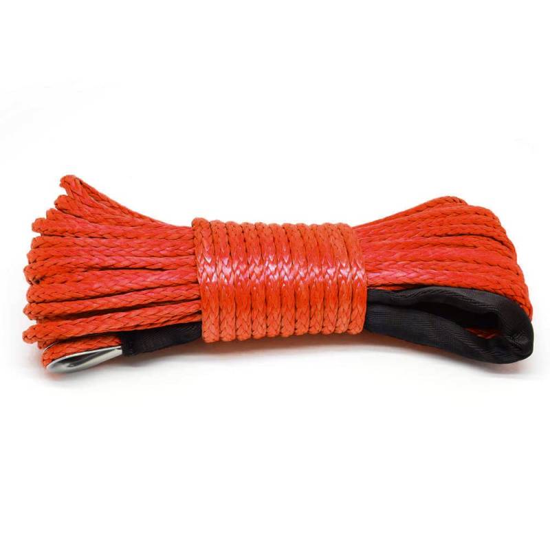 ihreesy Windenseil 12-adrig, 6mm x 15m Synthetisches Windenseil mit Mantel Synthetisches Windenseilseil Auto-Abschleppseil für SUV, ATV UTV Geländewagen LKW Boot,Rot von ihreesy