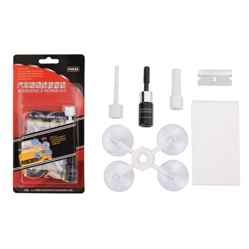 ihreesy Windschutzscheibe Reparatur Kit,Auto Fenster Glas Reparatur Tool Quick Fix Windschutzscheibe Riss Chip Kratzer Reparatur Tool für Windschutzscheibe Kleine Risse Stern Chips Halbmond,Saugnapf von ihreesy