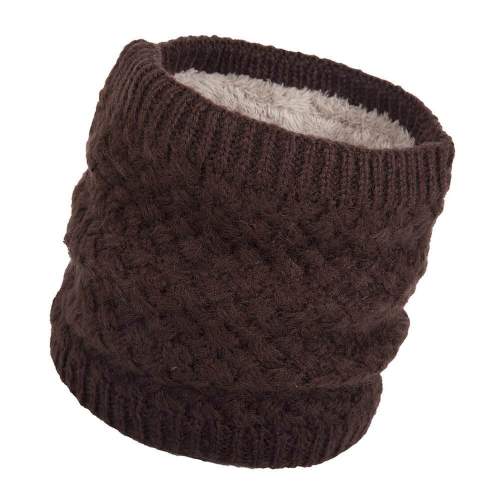 ihreesy Winter Halsschlauch Herren Damen, Unisex Gestrickter Schal Winter Loop Strickschal Dicker Fleece Gefütterter Halstuch Schlauchschal Winddichte Halswärmer Kaltes Wetter Nackenwärmer,Braun von ihreesy