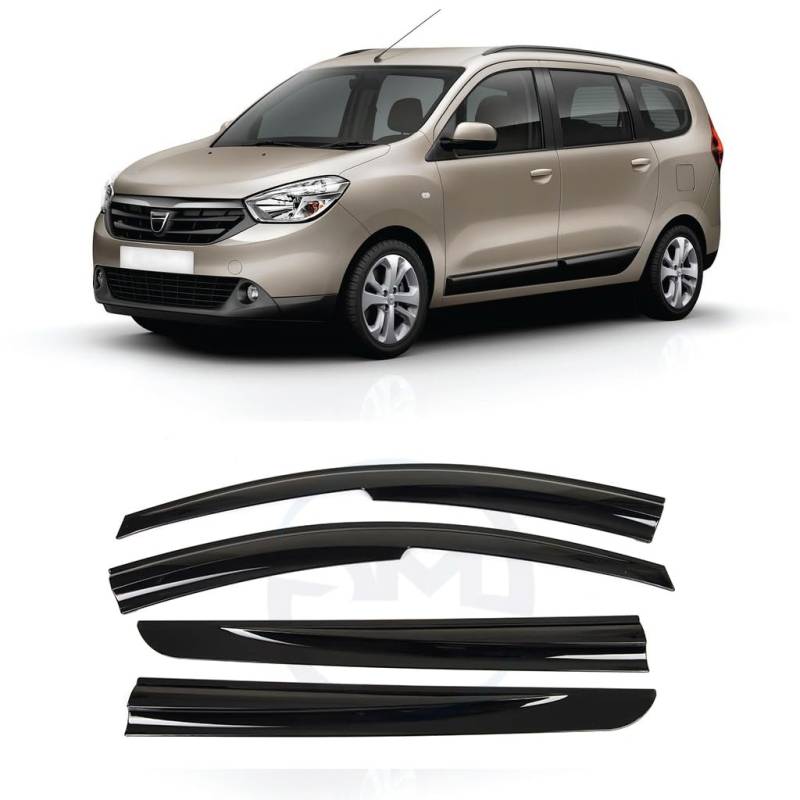 IKC Store Windabweiser für Dacia Lodgy 2012 2013 2014 2015 2016 2017 Windabweiser Auto Seitenfenster Visier Vent Shade Regenschutz Hellschwarz 4 Stück von ıkc store