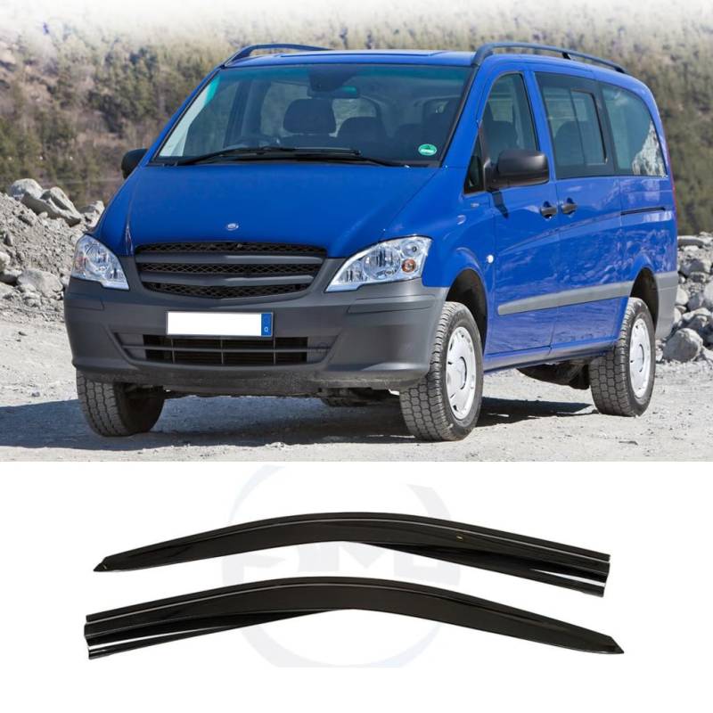 IKC Store Windabweiser für Mercedes Vito W639 2003 2004 2005 2006 2007 2008 2009 2010 2011 2012 2013 2014 Windabweiser Auto Seitenfenster Visier Vent Shade Regenschutz Hellschwarz 2 Stück von ıkc store