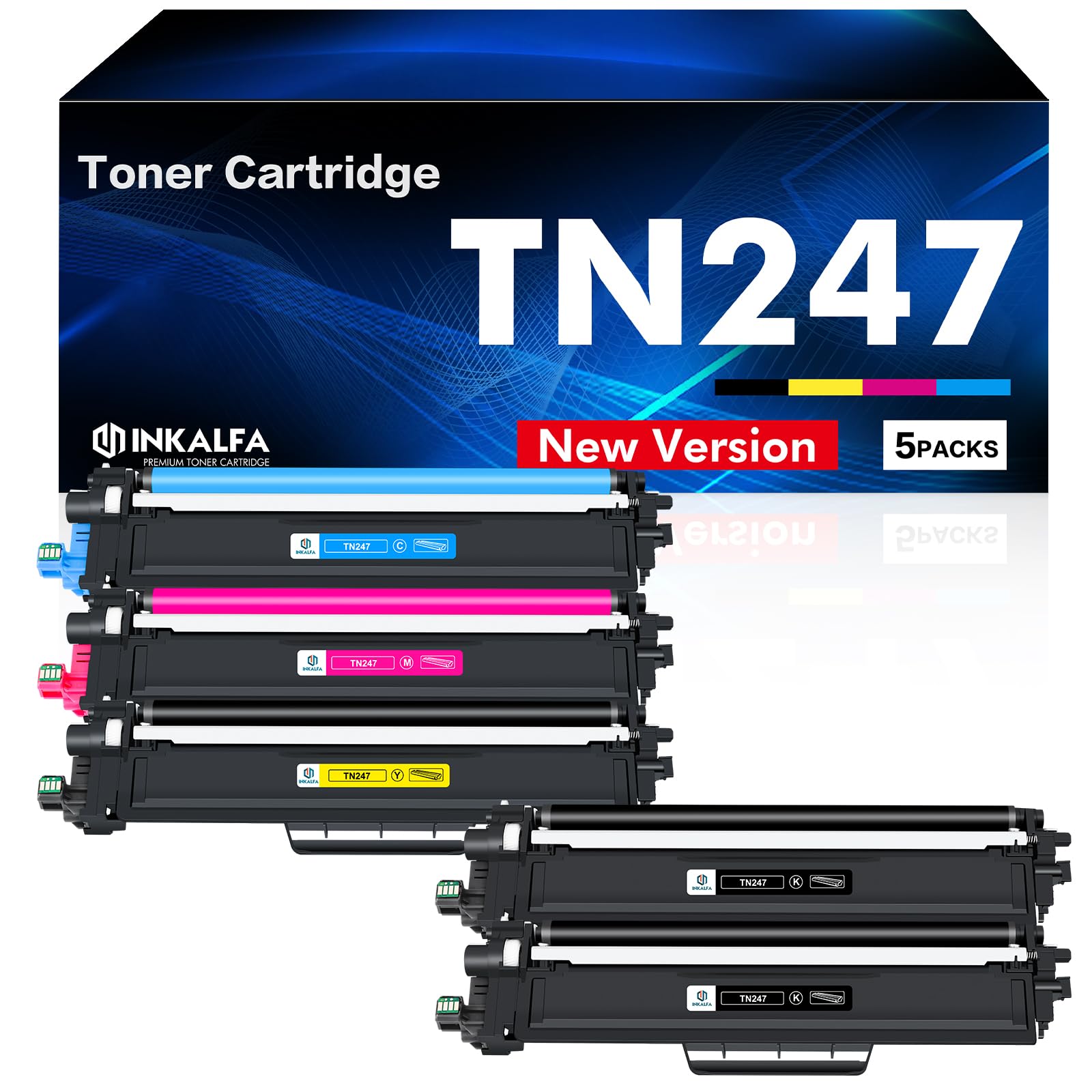 TN-243CMYK MFC L3750CDW TN247 Toner: 5er-Pack MFC-L3770CDW Kompatibel für Brother DCP-L3550CDW MFC-L3750CDW TN243CMYK TN 243CMYK DCP-L3510CDW MFC-L3710CW HL-L3210CW HL-L3230CDW TN-243 TN-243BK TN243 von inkalfa