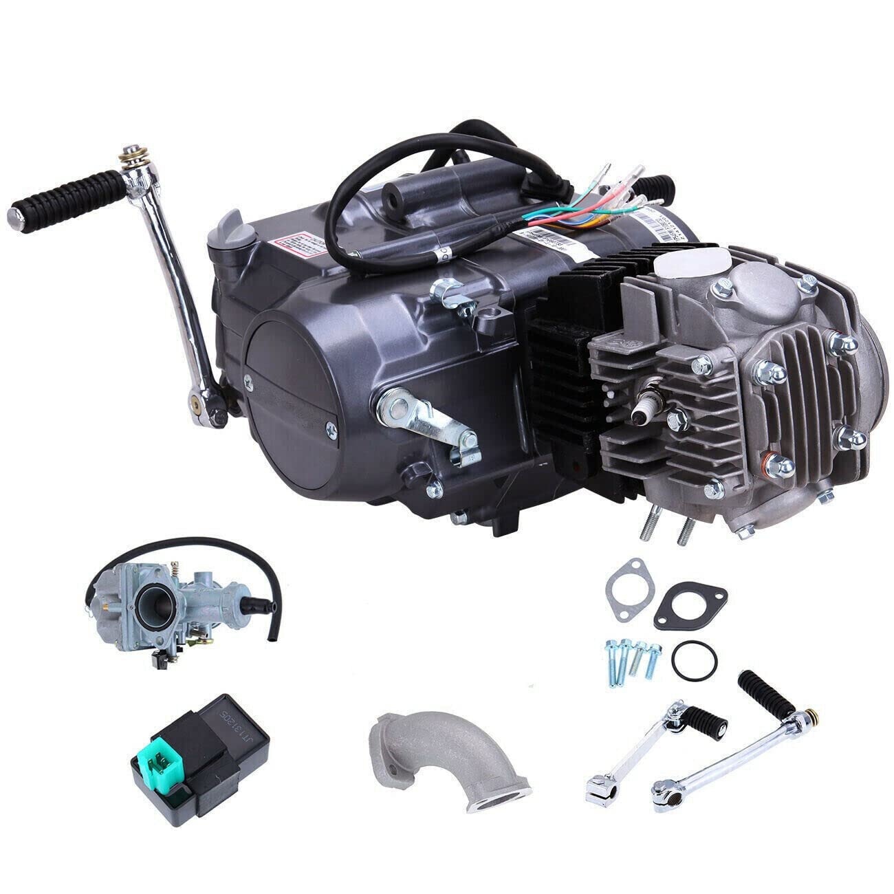 125CC Motor, 4-Takt Takt Motor 4-Gang Dirtbike Pitbike Cross Kick Start Einzylinder Engine mit Pedalstart und handbetätigter Kupplung, CDI Motor Engine für Dirt Bike Pit Bike Motor Engine von innytund