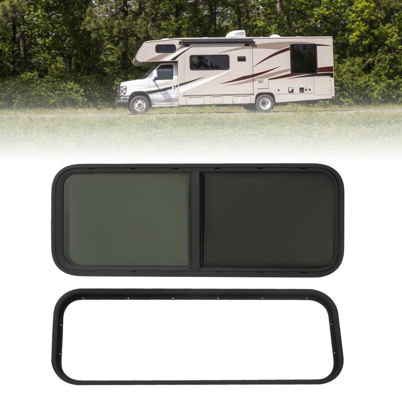 Wohnmobilfenster Rv Schiebefenster mit Zierring und Insektenschutz Bildschir Wohnwagen Fenster Schiebefenster Wohnmobile, Schwarze Wohnwagenfenster für Wohnmobile und Anhänger (1000 x 400 mm) von innytund