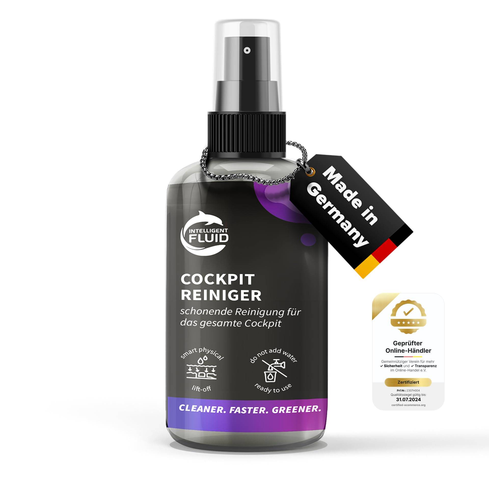 intelligent fluids Premium Auto Innenraum Reiniger Spray - Intensiver Cockpit Reiniger - Universal Innenraumreiniger für Autos - Effektives Cockpitspray für alle Materialien (100ml) von intelligent fluids