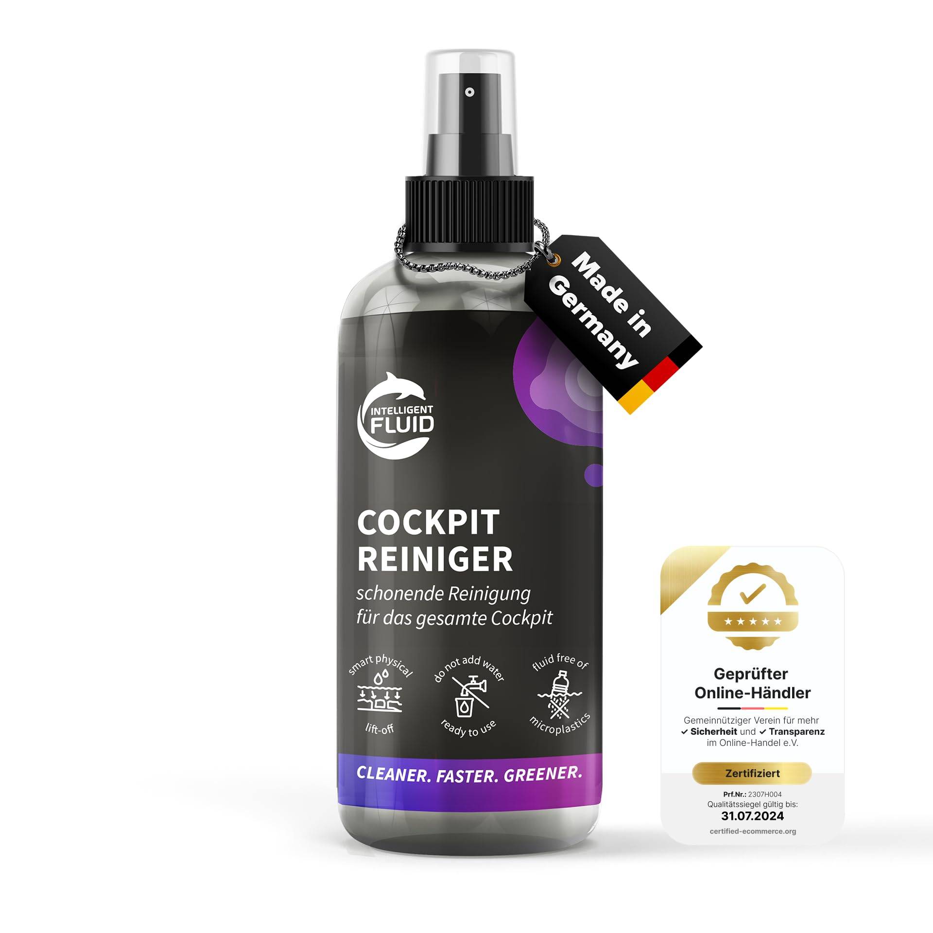 intelligent fluids Premium Auto Innenraum Reiniger Spray - Intensiver Cockpit Reiniger - Universal Innenraumreiniger für Autos - Effektives Cockpitspray für alle Materialien (250ml) von intelligent fluids