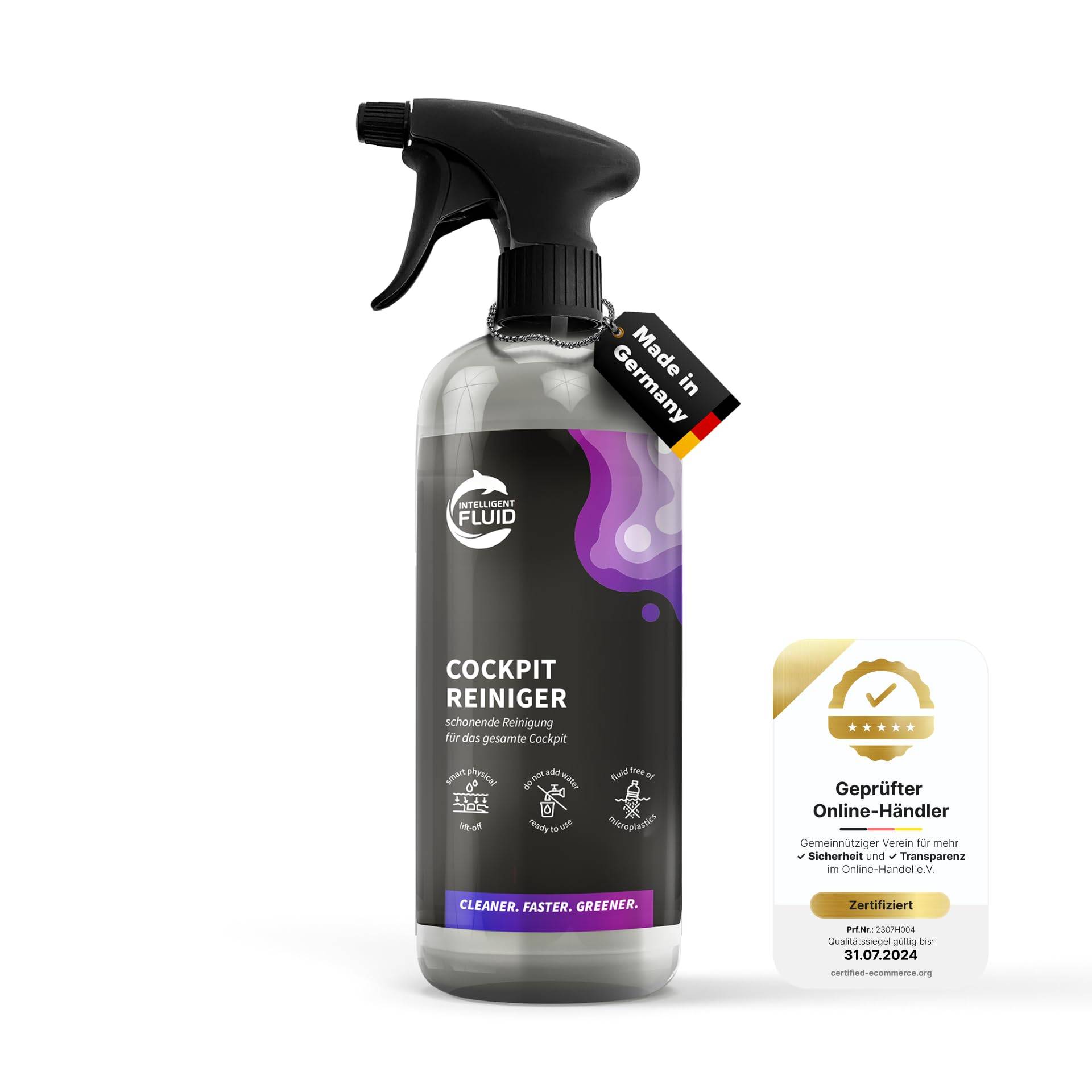 intelligent fluids Premium Auto Innenraum Reiniger Spray - Intensiver Cockpit Reiniger - Universal Innenraumreiniger für Autos - Effektives Cockpitspray für alle Materialien (500ml) von intelligent fluids