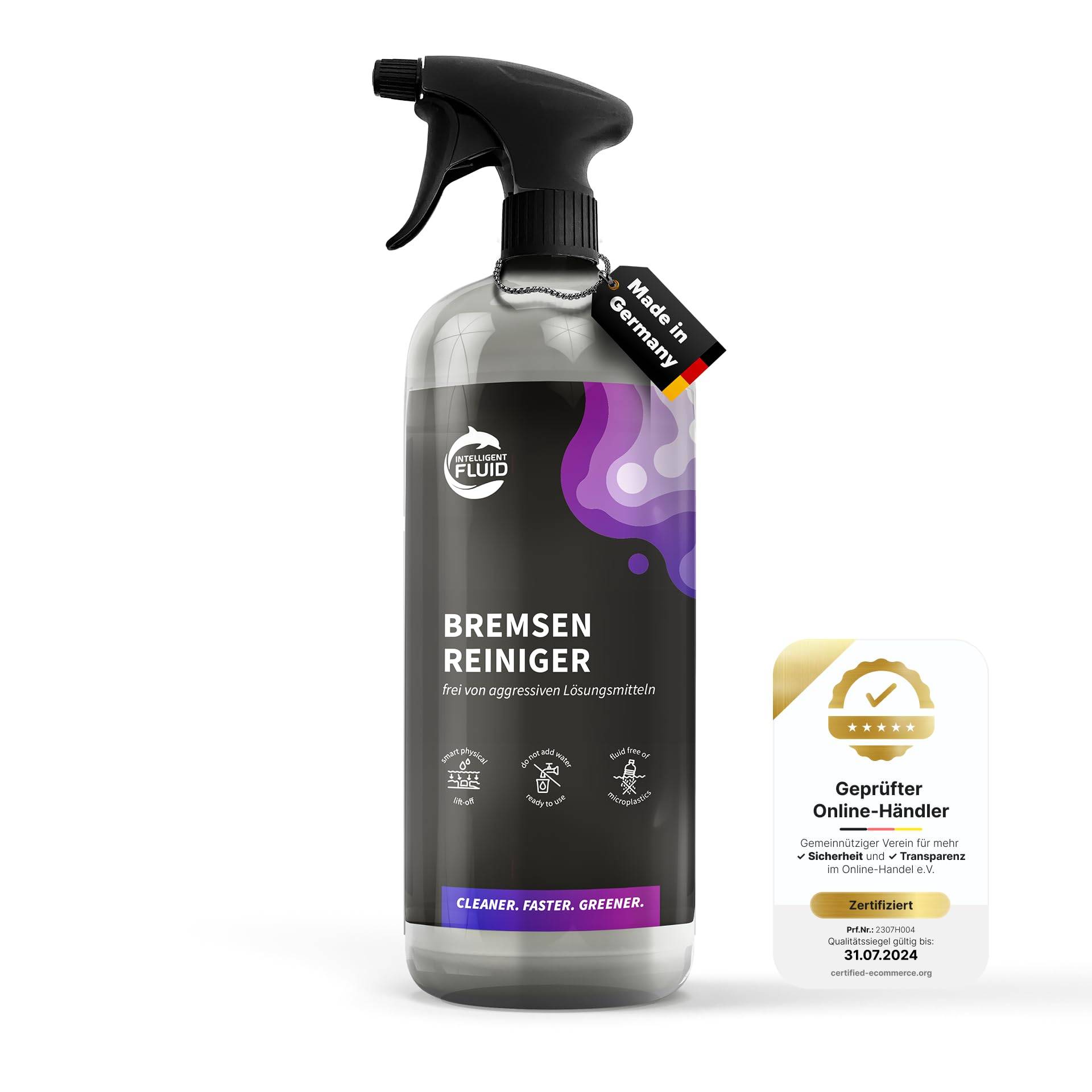 intelligent fluids Premium Bremsenreiniger Spray - Effektiver Bremsen Reiniger für KFZ, Motorrad und Fahrrad - Für Starke Verschmutzungen an Bremsen, Motorraum und Unterboden (750ml) von intelligent fluids