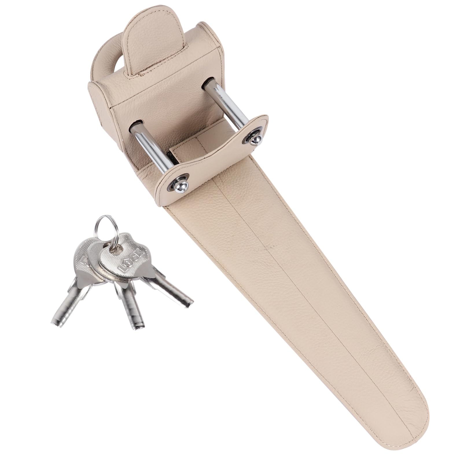 iplusmile 1Stk Lenkradsperre LKW-Radschloss SUV-Lenkradschloss Steering Wheel Lock lenkradschloss für Auto lenkradbezug Autoschloss aus Leder Diebstahlsicheres Lenkradschloss Beige von iplusmile