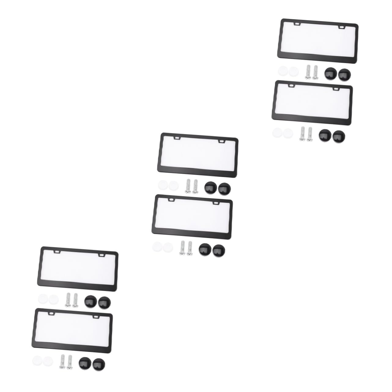 iplusmile 6 Stk Kfz-Kennzeichenrahmen Kfz Kennzeichenhalter pkw kennzeichenhalterung Auto Nummernschildrahmen schwarz Nummernschildrahmen aus Aluminium Nummernschildhalter Rahmen Black von iplusmile
