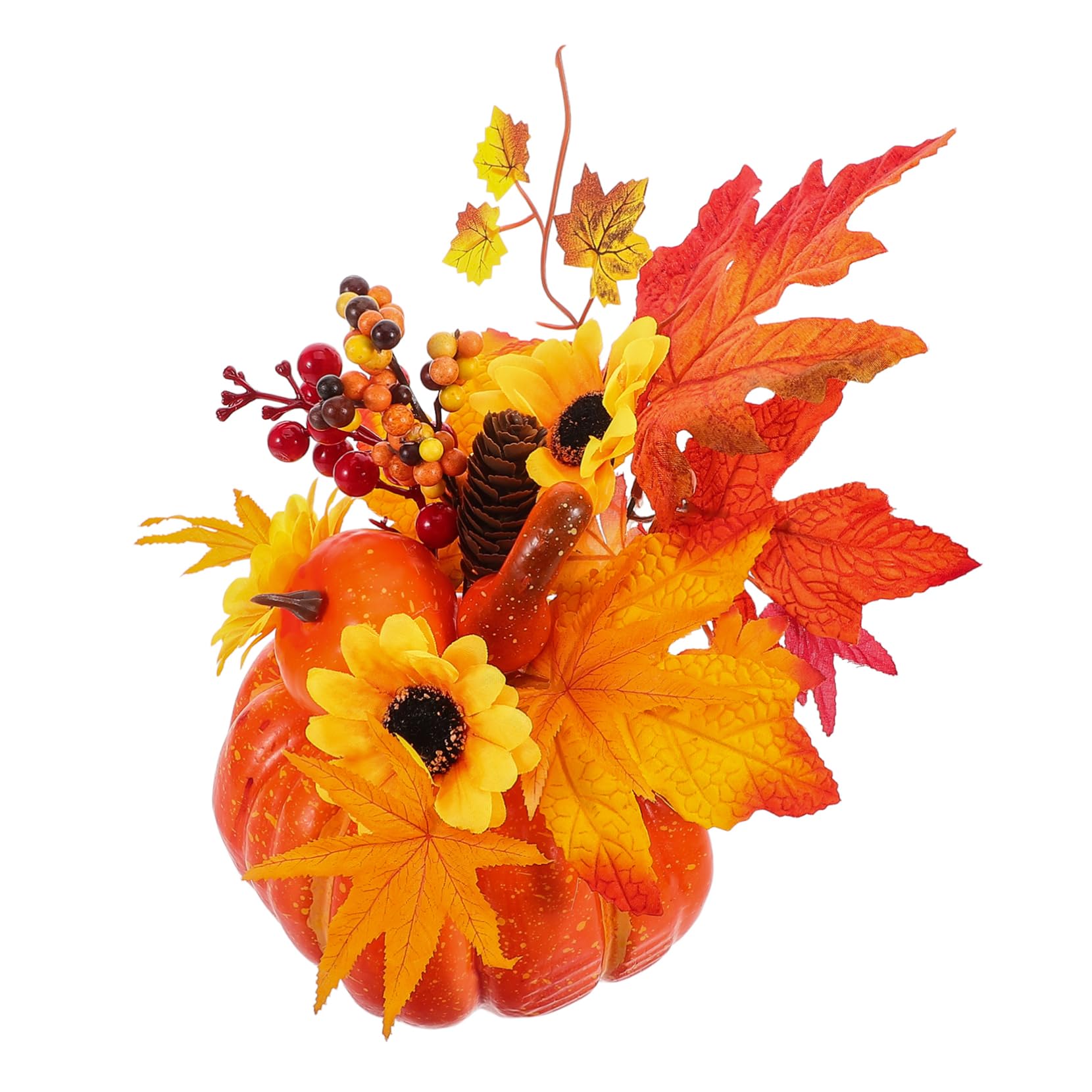 iplusmile Künstlicher Thanksgiving-kürbis, Großer Künstlicher Kürbis Mit Sonnenblumen, Ahornblättern, Herbst-tischdekoration Für Halloween, Herbst-Thanksgiving-tischdekorationen von iplusmile