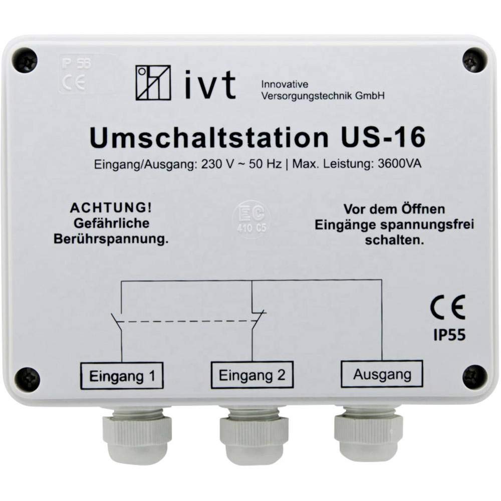 IVT Umschaltstation US-16 230V AC 16A 3600W Netzvorrangschaltung Prioritätenschaltung präzise Umschaltung Landstrom / Wechselrichterstrom bis 2700VA von ivt