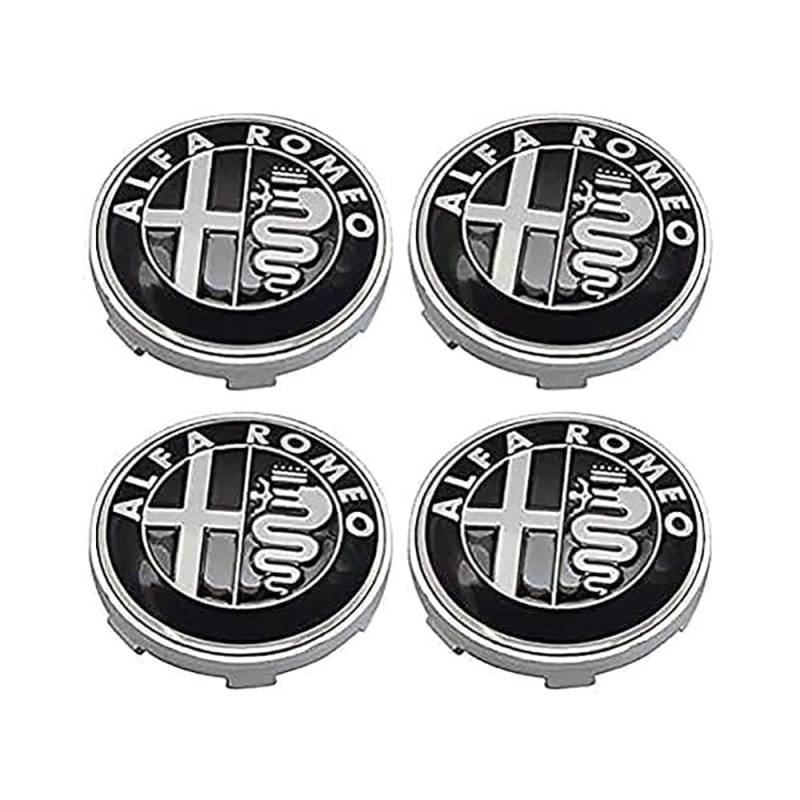 4 x Auto-Nabenkappen für Alfa Romeo Mito 147 156 159 166 60 mm, wasserdicht, staubdicht, Radnabenkappen, schützt Dekorations-Zubehör von jIZYHQFKS