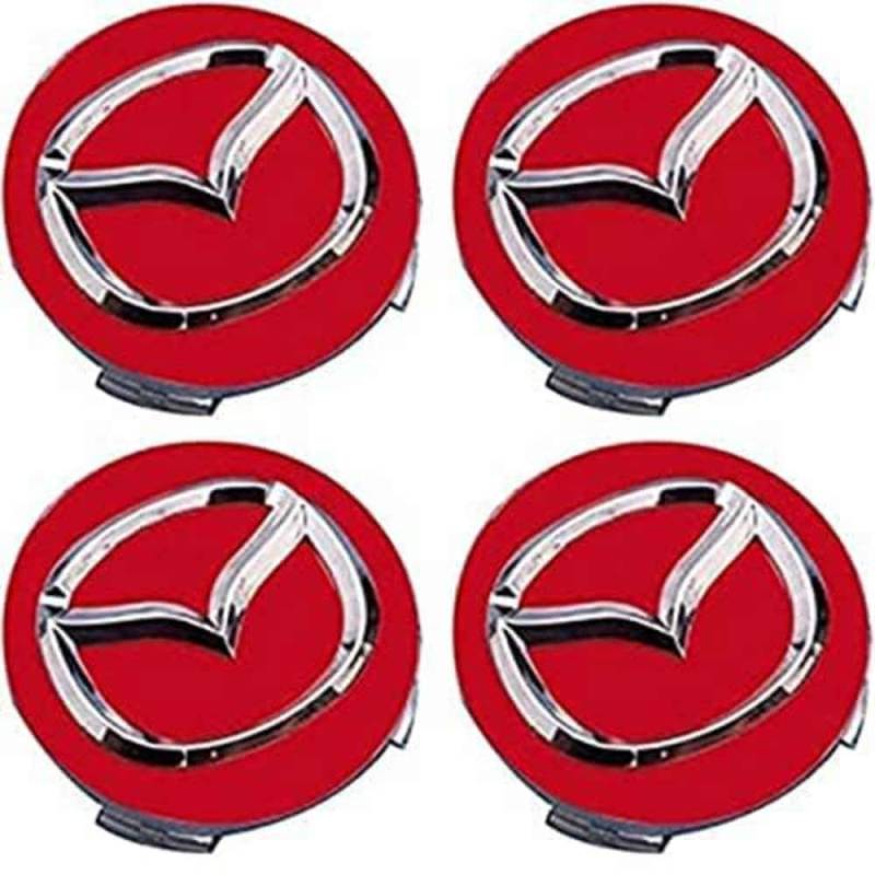 Nabenkappen für Mazda 2 3 6 MX-5 MX-30 CX-3 CX-8, 56 mm, rostfrei, Radnabenkappen, Emblem, Logos, Ersatzabdeckung, Auto-Styling-Zubehör, rot-normal von jIZYHQFKS