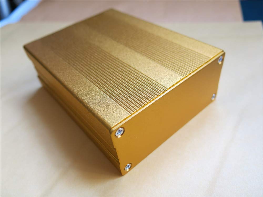 100x76x35mm Aluminiumgehäuse Aluminium Gehäuse Leergehäuse Alubox Metallgehäuse golden enclosure Projekt Box Elektronik Netzteil PCB Schaltschrank Aluminiumkasten Instrumenten Kühlbox von jingtongda