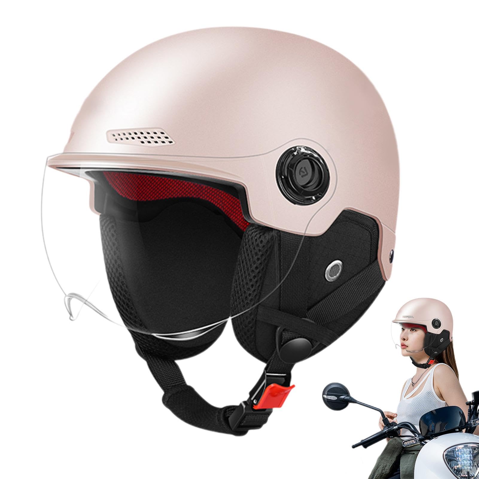 jlceh Motorrad-Schutzhelm, Elektroroller-Sicherheitshut, Unisex Fahrrad-Schutzhelm, Reitzubehör mit verstellbarem Riemen für Pendelfahrten in der Stadt, Outdoor-Abenteuer und Lange Fahrten von jlceh