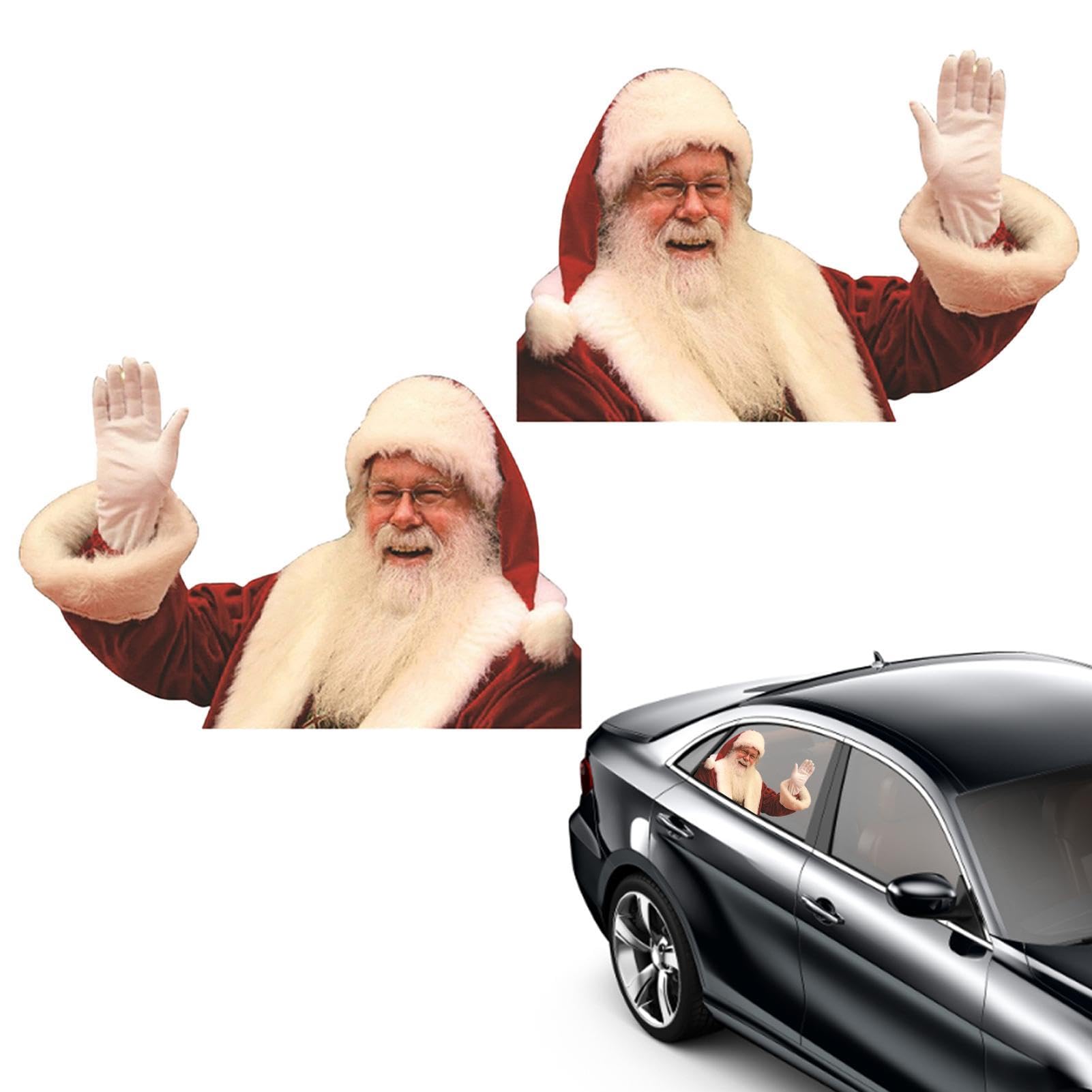 jlceh Weihnachtsmann-Auto-Aufkleber,2 x Weihnachtsmann-Aufkleber - Autofensteraufkleber, rechte Linke Seite, lustige Autoaufkleber, Dekorationsaufkleber für Fahrzeuge, Heimwanddekoration von jlceh