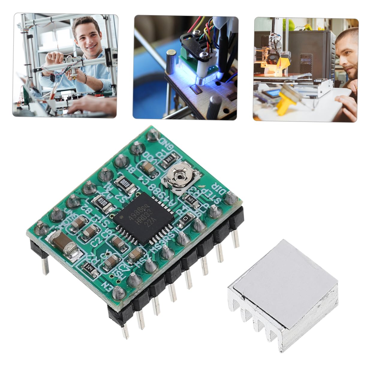 jojofuny 4er Set A4988 Schrittmotor Treiber Modul Stepper Motor Driver Controller Für 3D Drucker Peak Leistung Kompatibel Mit Gängigen Steuerplatinen von jojofuny