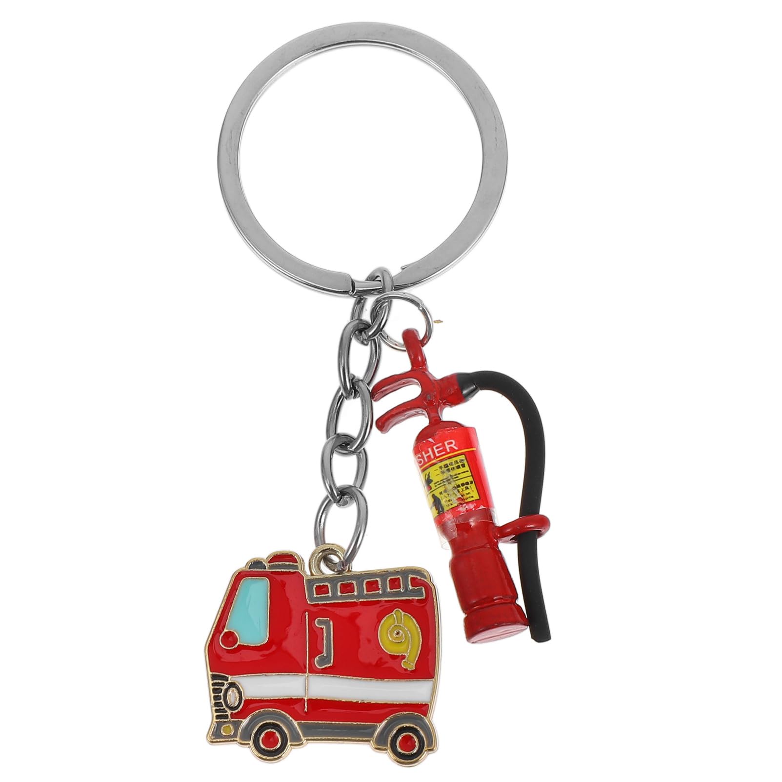 jojofuny Feuerwehrmann-Schlüsselanhänger Mini-Feuerlöscher-Schlüsselanhänger Feuerwehrmann-Schlüsselanhänger Edelstahl-Schlüsselanhänger Stilvoller Schlüsselanhänger Zum Thema Feuerwehr von jojofuny