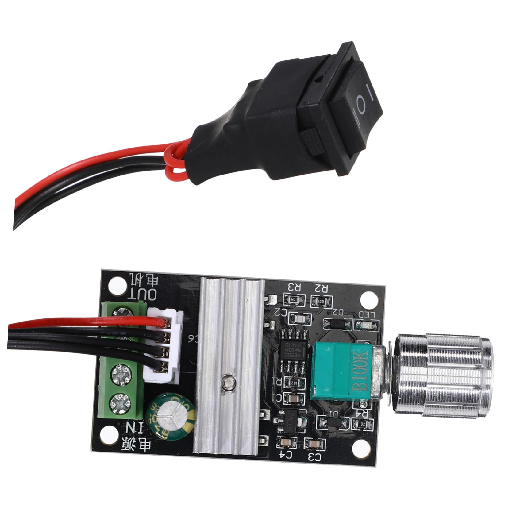 jojofuny PWM DC Motor Controller 6V 12V 24V 3A 80W Verstellbarer Motorsteuerungs Switch Regelbare Geschwindigkeit Für Gleichstrommotoren 1203BB Zufällige Kabel Farbe von jojofuny