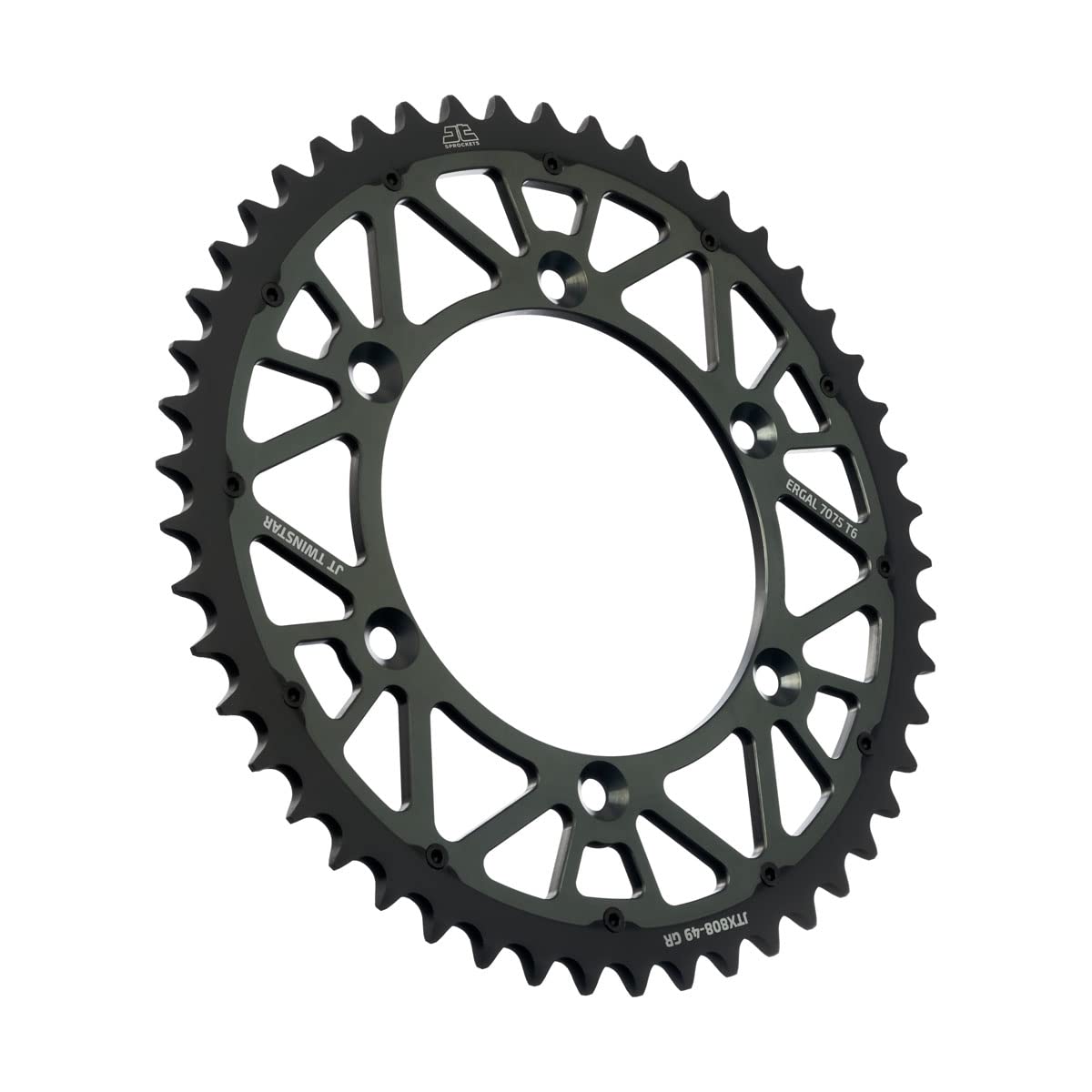 JT Sprockets JTX808.49GR 49 Zähne graues Twinstar Stahl/Aluminium Hybrid Ritzel von JT Sprockets