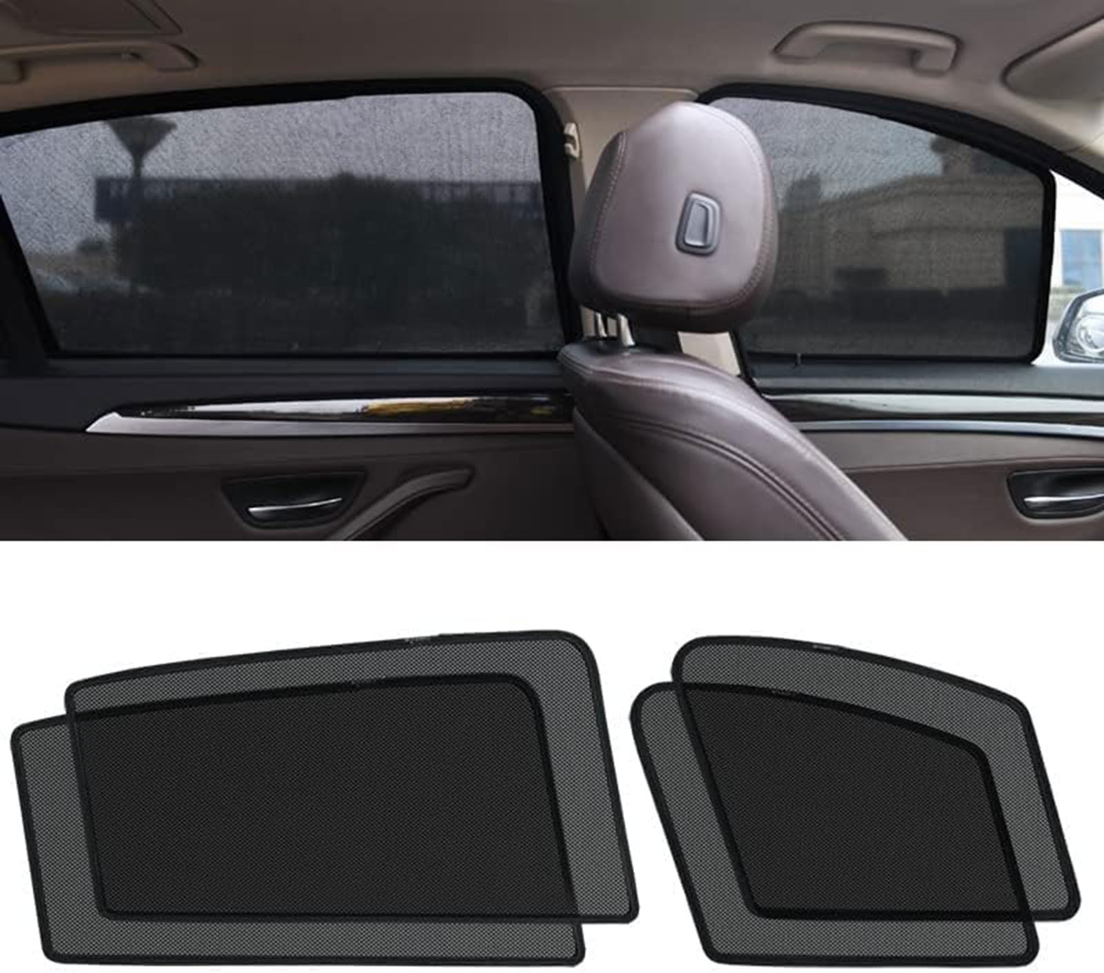 Auto Seitenfenster Sonnenschutz für Nissan Qashqai/Teana/Sylphy/Tiida/Note/Pulsar/Quest/Kicks, Vordere Hintere Seitenscheibe UV Wärmeisoliert Atmungsaktives Staub Zubehör, 4 Side-window von junjfawi