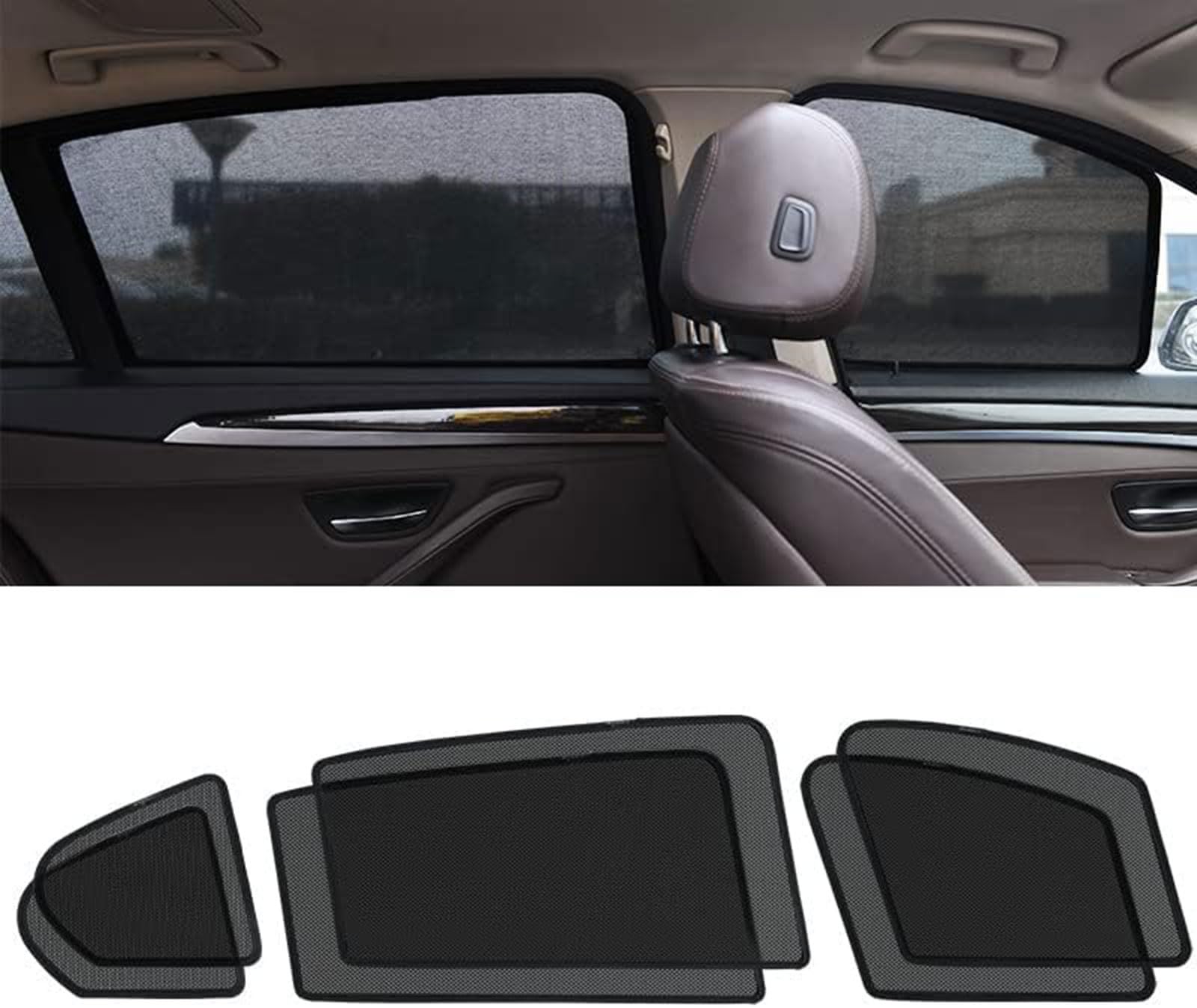 Auto Seitenfenster Sonnenschutz für VW Sharan/T-Roc/Scirocco/ID.4/ID.6/ID.3, Vordere Hintere Seitenscheibe UV Wärmeisoliert Atmungsaktives Staub Zubehör, 6 Side-window von junjfawi