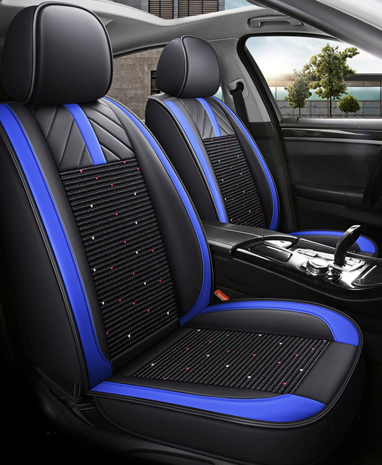 junjfawi Auto Sitzbezüge Sets für FIAT Tipo (Type 356) Sedan 2015-2020, Leder Allwetter wasserdichtes Komfortabler Autositzbezug Full Set Accessories,B Blue-B von junjfawi