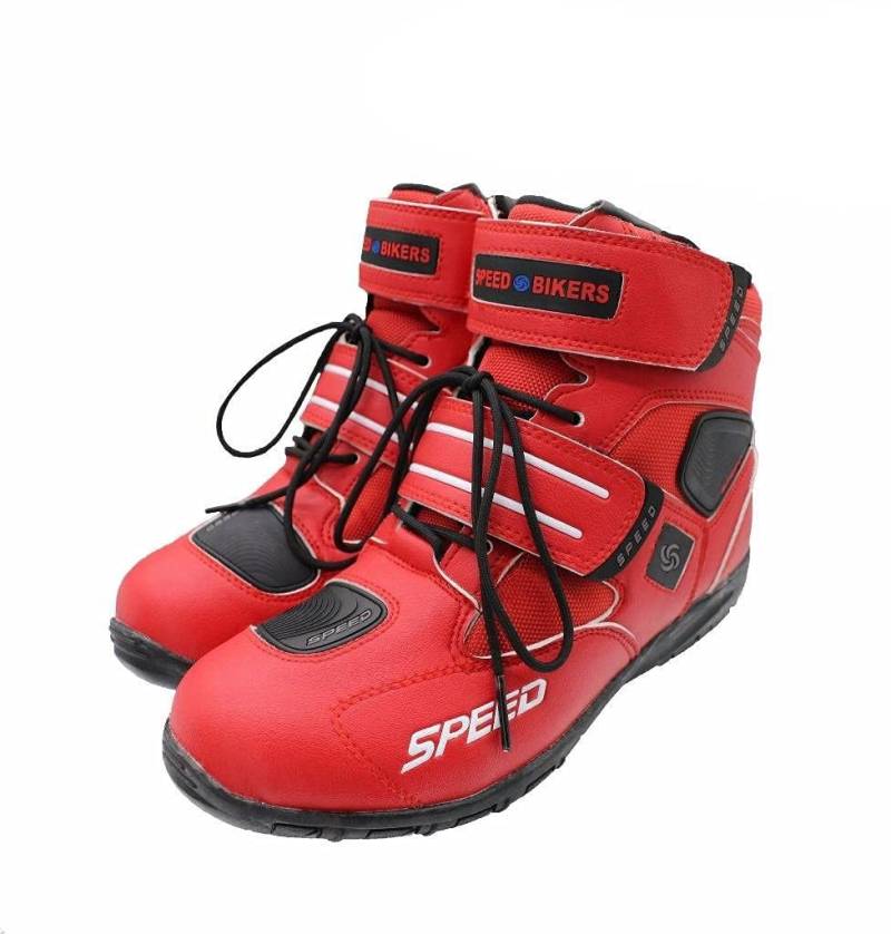 Speed bikers Motorrad Wasserdicht Leder rot kurz Stiefel Race Schuhe alle Größe von jwn