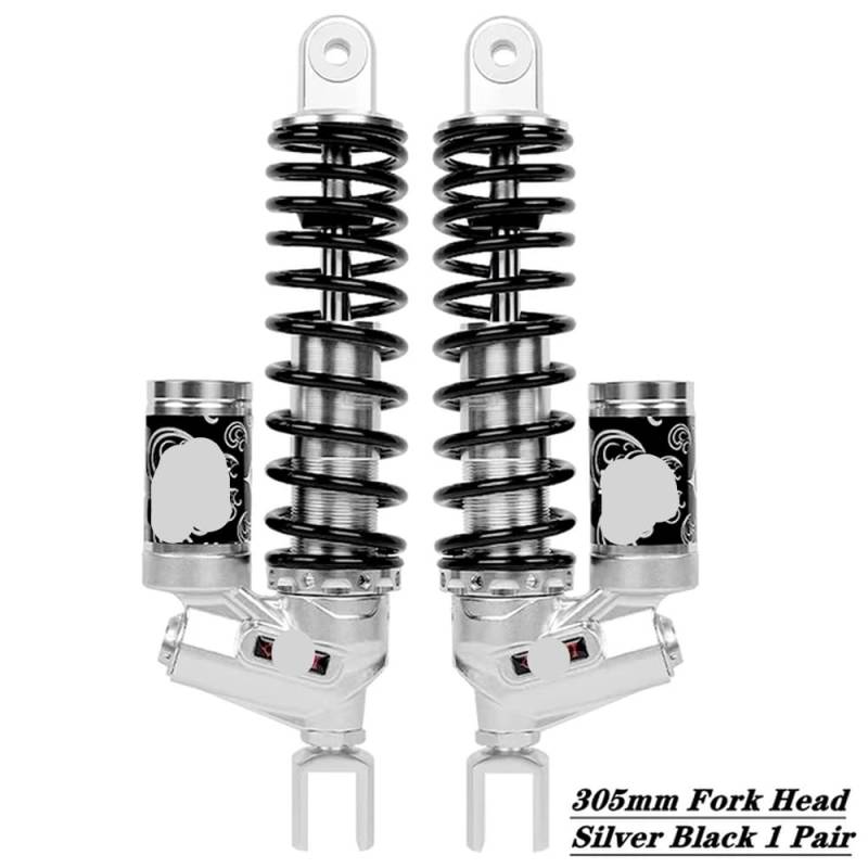 kPAnUHZ Vorspannungsdämpfung des hinteren Stoßdämpfers, kompatibel mit Roller NIU UQI N1S Ninebot MMAX110P E200p 300p und mehr, einstellbar 290 mm 305 mm Motorrad(305MM Silver-Black U) von kPAnUHZ