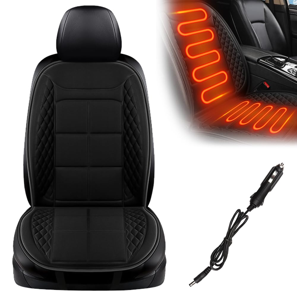 kailisi Sitzheizung Auto, 2025 Neuestes Heated Seat Covers for Cars, 12v/24v Schnellaufheizung Warm Plüsch Sitzauflage für Autositz Bürostühle (Schwarz) von kailisi