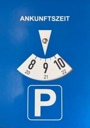 kaiser24 4 Papp-Parkscheiben aus Karton, StVO-konform, Blau, 11 x 15 cm, 4 Stück – Auto-Parkscheibe mit Benzinverbrauchsrechner auf der Rückseite – Umweltfreundlich, langlebig und leicht ablesbar von kaiser24