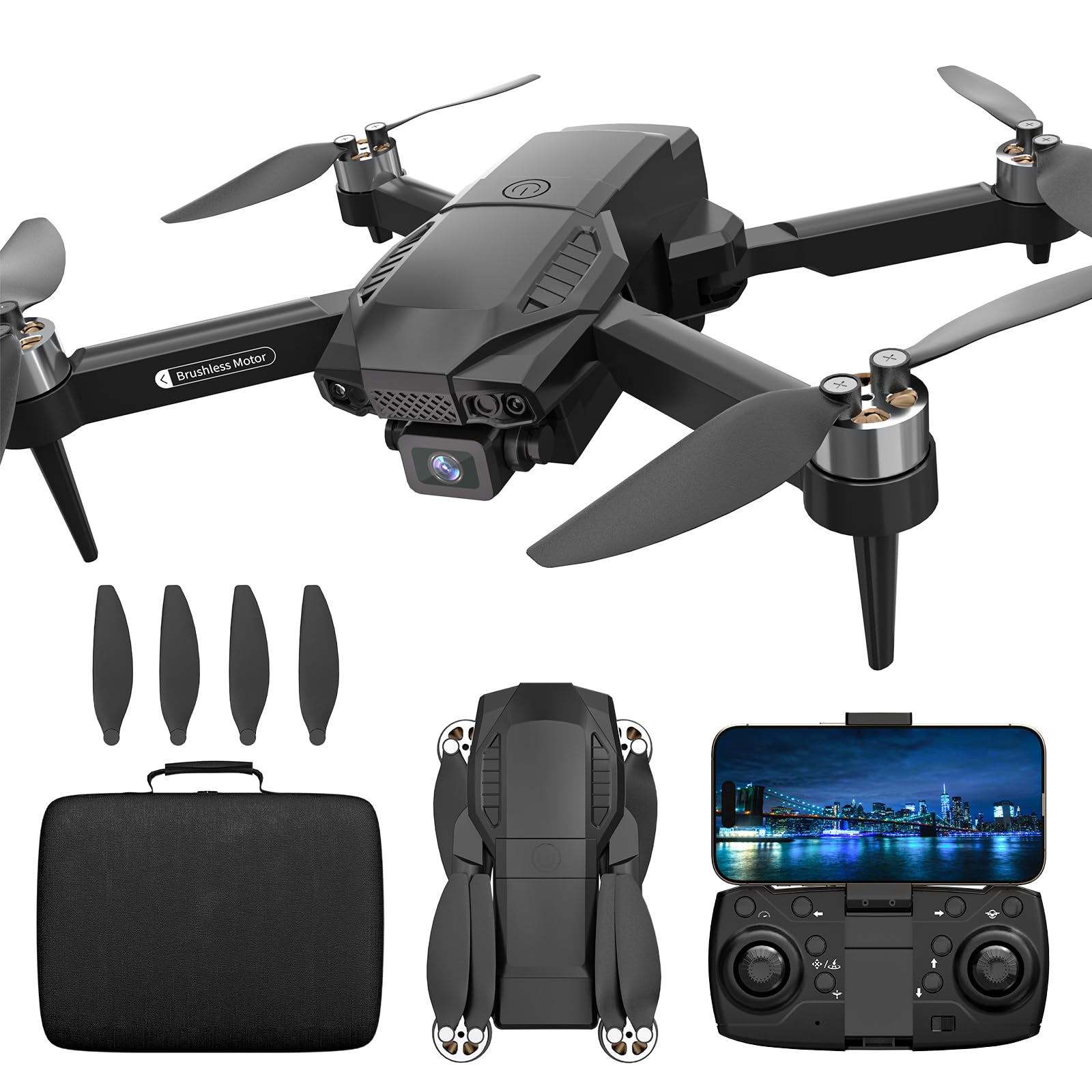 F198 Drohne mit Kamera 720P für Kinder,90° Adjust Lens AIdrone APP FPV,Bürstenloser Motor Drone mit WiFi Übertragung, Schwerkraft Sensor,3D Flip,One Taste Ruckkehr, Headless Mode,Drohn lange flugzeit von karuisrc