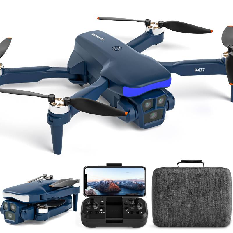 K417 Drohne mit Dual Kamera 1080P, LED Blau Lampe Bürstenlosem Drone mit Elektrische camrea, RC Quadcopter APP FPV Drone für Kinde, 5GHZ WIFI Drones für Erwachsene, Modulare Batterie, 18Mins von karuisrc