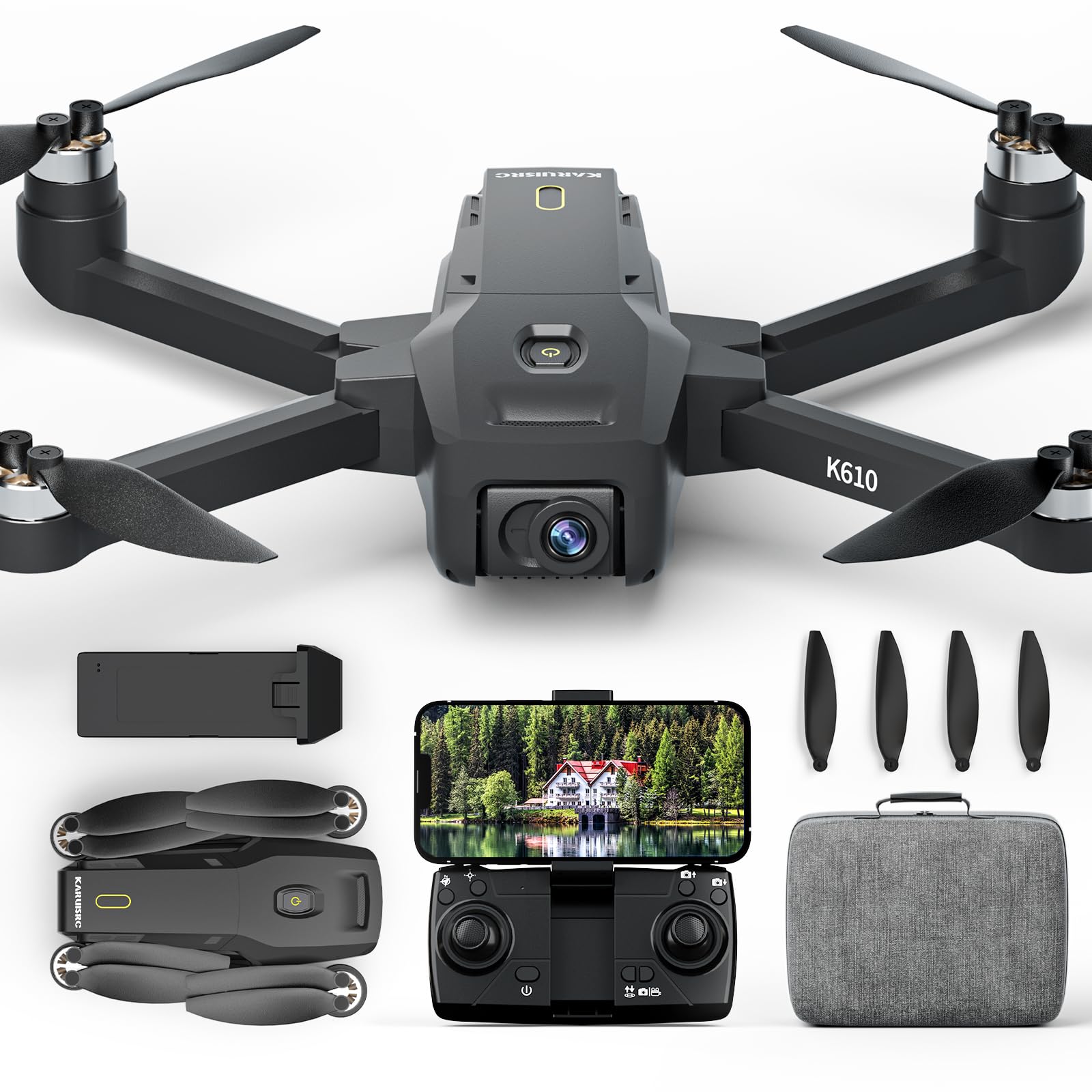 K610 GPS Drohne mit kamera 4K S0NY IMX SD Card Professional Drone für Erwachsene,4K RC AIdrones Auto Return Home,unter 249g,GPS Drohnen mit Bürstenlosem Motor,Follow Me,Point of Interest für Anfänger von karuisrc