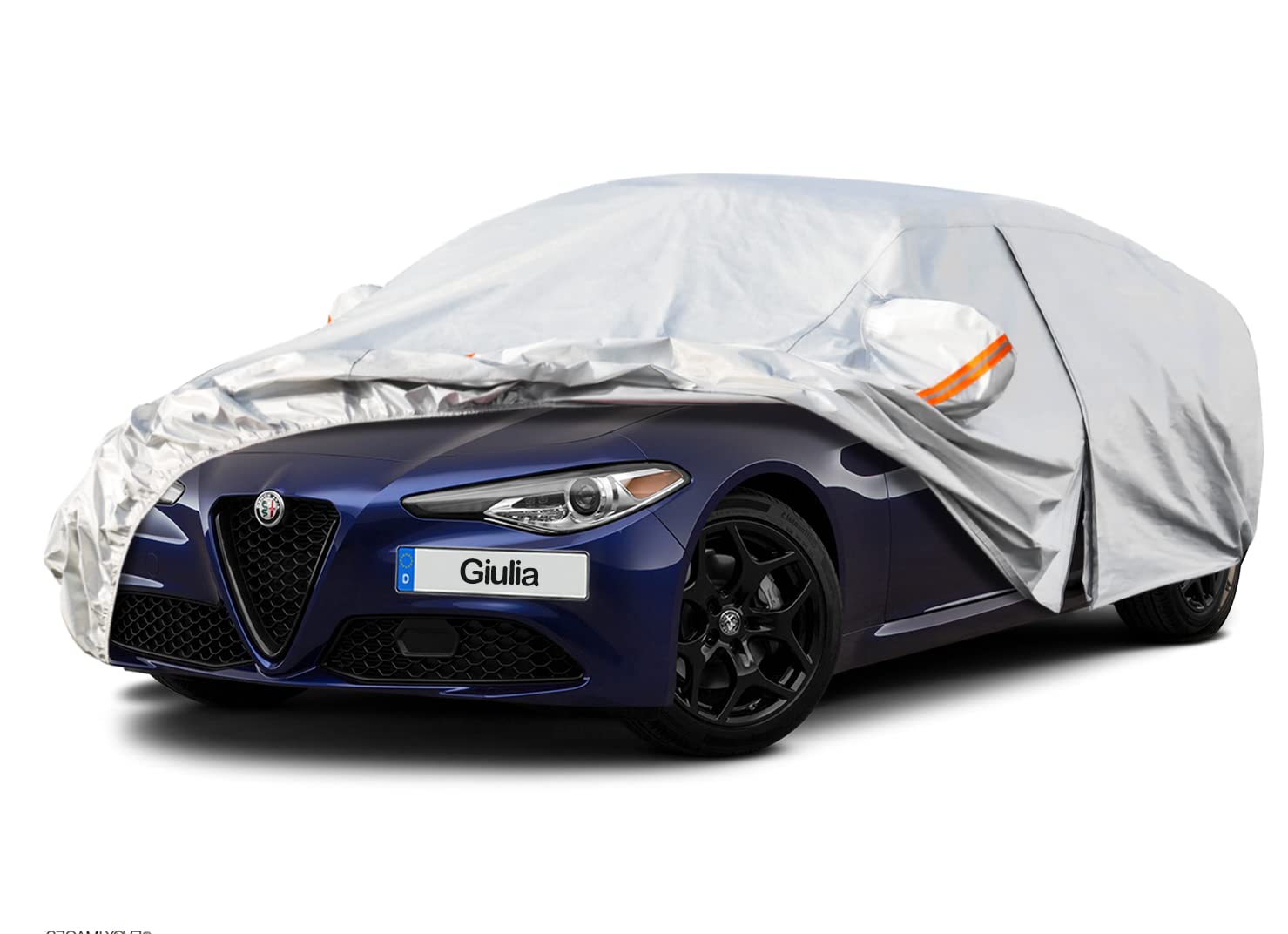 Kayme Autoabdeckung Wasserdicht Atmungsaktiv Passend für 2016-2024 Alfa Romeo Giulia,Vollgarage Autoplane für Regen Sonne Staub Schutz,Auto Abdeckplane Faltgarage Abdeckung im Winter(3-7 Tage liefern) von kayme