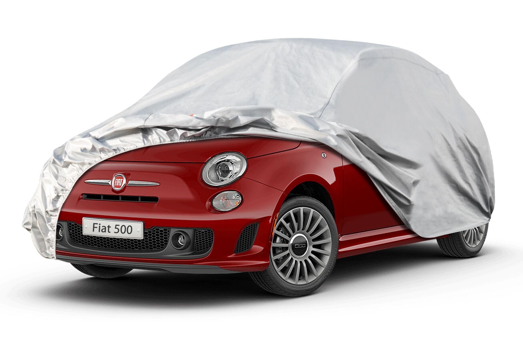 Kayme Autoplane Wasserdicht Atmungsaktiv Passend für 2010-2024 FIAT 500, 6 Schichten Vollgarage Autoabdeckung für Regen Sonne Staub Schutz, Auto Abdeckplane Abdeckung. von kayme