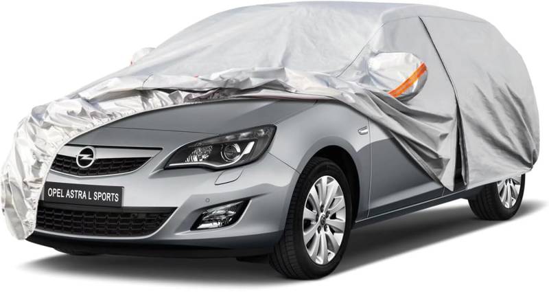 Kayme Autoplane Wasserdicht Atmungsaktiv für Opel Astra (2004-2024), 6 Schichten Vollgarage Autoabdeckung für Regen Sonne Staub Schutz Verkratzt, Autoabdeckung mit Reflektierenden Streifen. von kayme