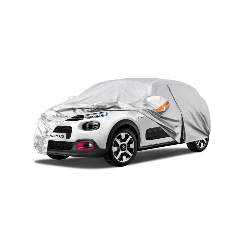 Kayme Autoplane Wasserdicht Atmungsaktiv für Citroen C3 (2002-2024), 6 Schichten Vollgarage Autoabdeckung für Regen Sonne Staub Schutz Verkratzt, Autoabdeckung mit Reflektierenden Streifen. von kayme