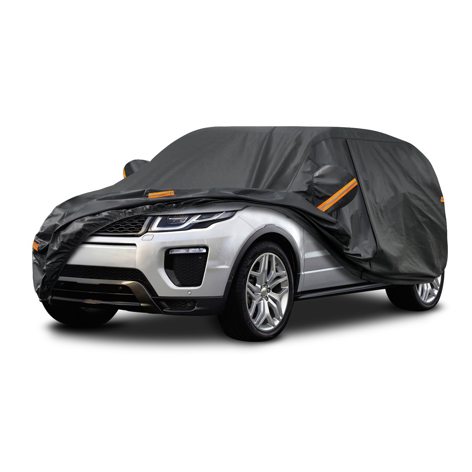 Kayme Autoplane Wasserdicht Atmungsaktiv für Land Rover Range Rover Evoque (2012-2024), 7 Schichten Vollgarage Autoabdeckung für Regen Sonne Staub Schutz, Autoabdeckung mit Reflektierenden Streifen. von kayme