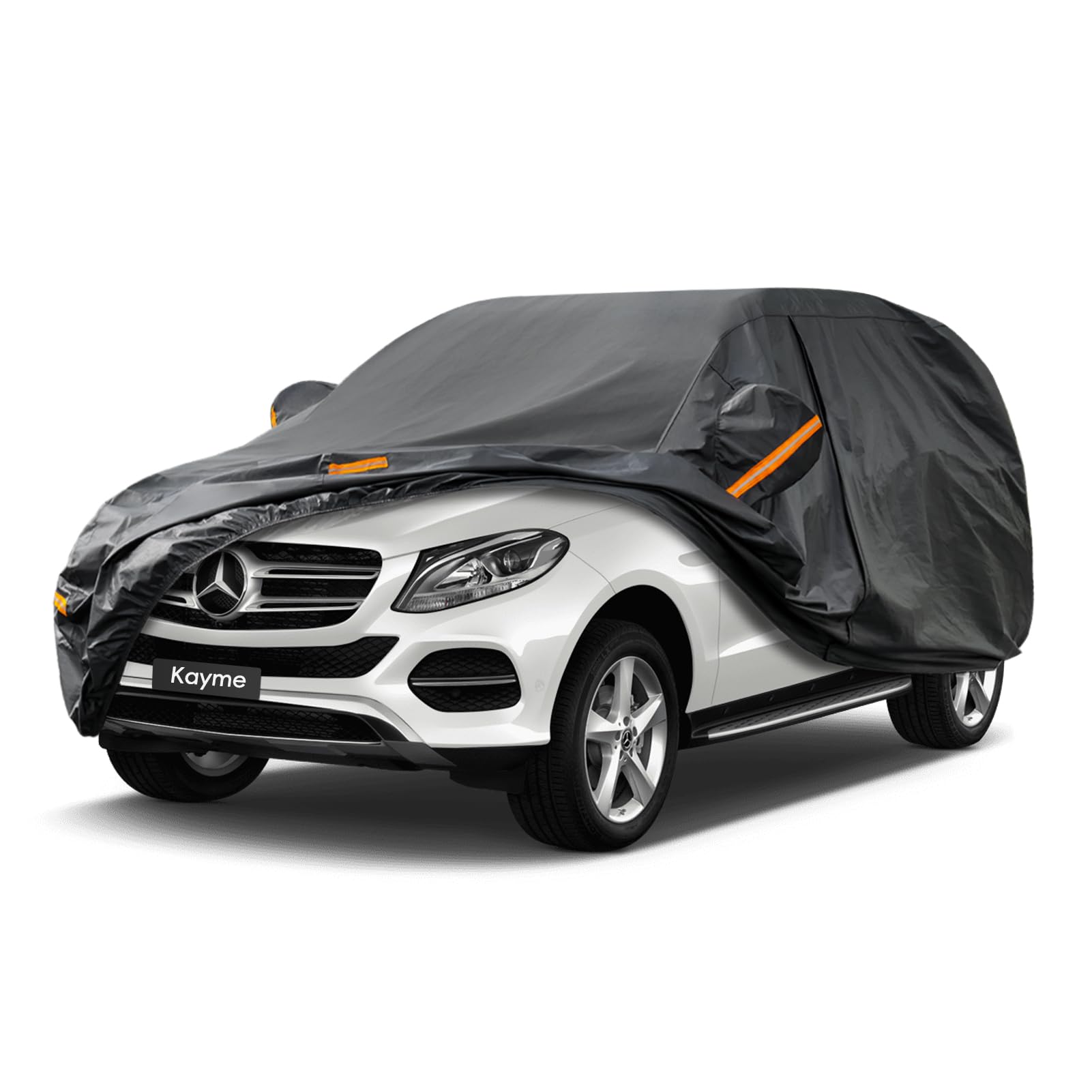 Kayme Autoplane Wasserdicht Atmungsaktiv für Mercedes Benz GLE/GLE Coupe (2015-2024), 7 Schichten Vollgarage Autoabdeckung für Regen Sonne Staub Schutz, Autoabdeckung mit Reflektierenden Streifen. von kayme