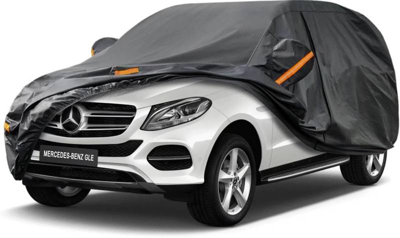 Kayme Autoplane Wasserdicht Atmungsaktiv für Mercedes Benz GLE/GLE Coupe (2015-2024), 7 Schichten Vollgarage Autoabdeckung für Regen Sonne Staub Schutz, Autoabdeckung mit Reflektierenden Streifen. von kayme