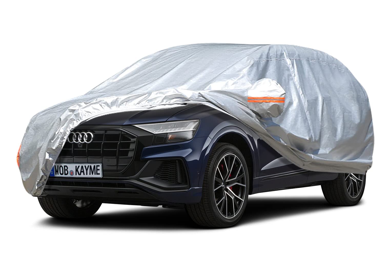 kayme 6 Schichten Autoabdeckung Wasserdicht Atmungsaktiv Passend für Audi Q8 (2018-2024), Vollgarage Autoplane für Regen Sonne Staub Schutz mit Baumwollfutter Frostschutz im Winter.(3-7 Tage liefern) von kayme