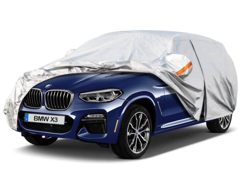 kayme 6 Schichten Autoabdeckung Wasserdicht Atmungsaktiv Passend für BMW X3/X3M/X4, Vollgarage Autoplane für Regen Sonne Staub Schutz mit Baumwollfutter Frostschutz im Winter.(3-7 Tage liefern) von kayme