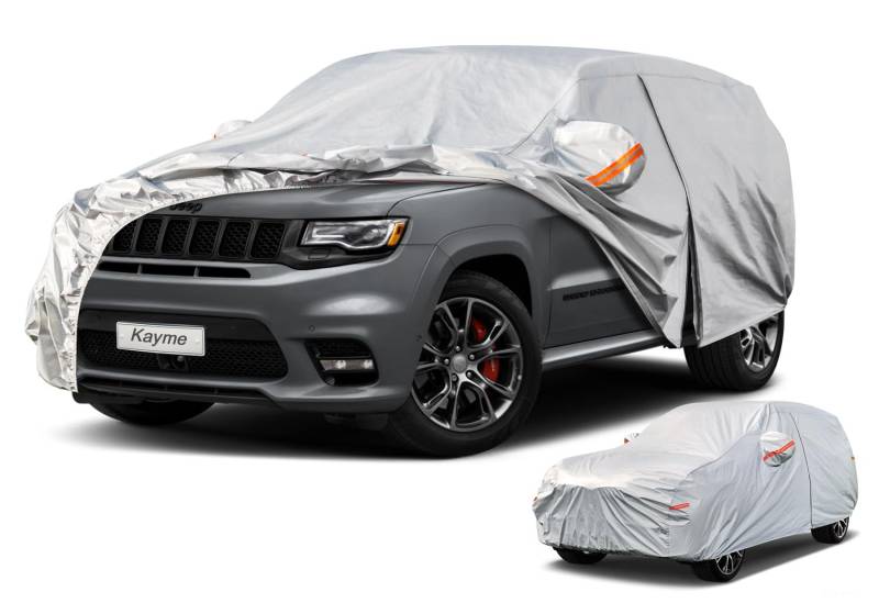 kayme 6 Schichten Autoabdeckung Wasserdicht Atmungsaktiv Passend für Jeep Grand Cherokee (2010-2024), Vollgarage Autoplane für Regen Sonne Staub Schutz mit Baumwollfutter Frostschutz. von kayme