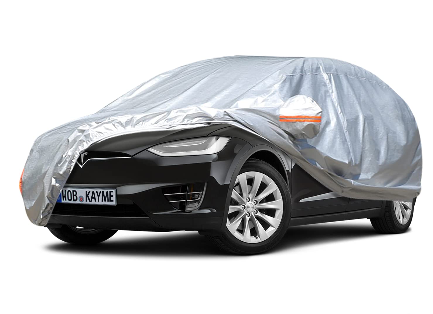 kayme 6 Schichten Autoabdeckung Wasserdicht Atmungsaktiv Passend für Tesla Model X (2015-2024) Vollgarage Autoplane für Regen Sonne Staub Schutz mit Baumwollfutter Frostschutz.(3-7 Tage liefern) von kayme