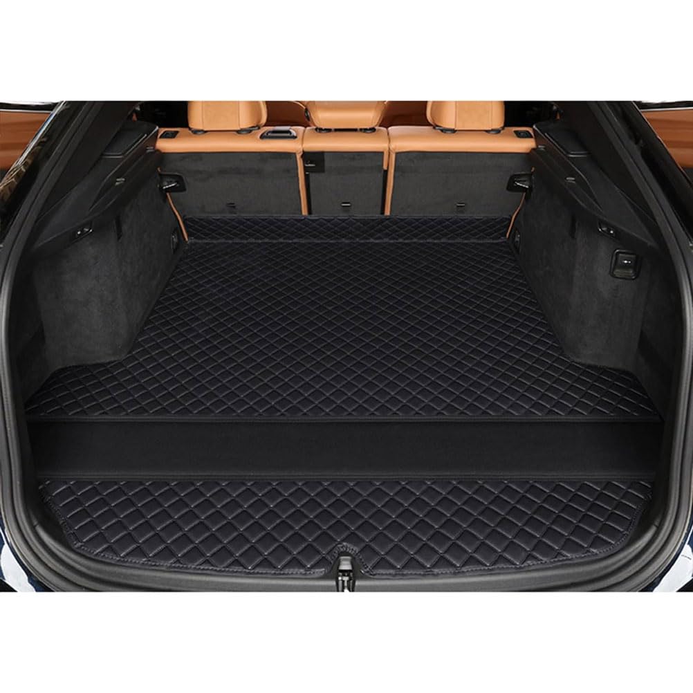 Auto Leder Kofferraummatten Für Volvo XC90 1.Gen (Typ C) 7Seat 2007-2014, Allwetter Wasserdicht Anti Rutsch Kofferraum Schutzmatten ZubehöR,A/Black von kazio
