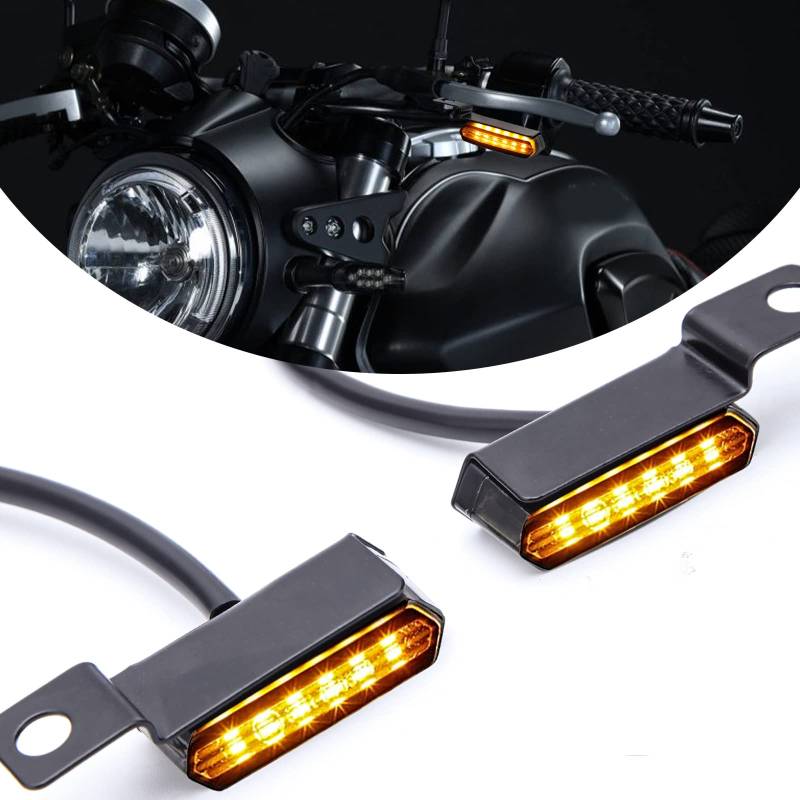 Universal Motorrad LED Blinker, E Geprüft Mini Flowing Blinker Blinklicht Bremskupplungshebel Blinker Für Cafe Racer Street Bike Dirt Bike Cruiser ATV von KEEPDSGN