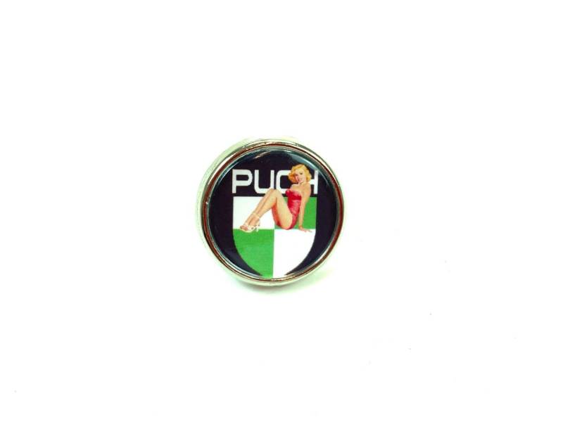 Puch Button Pin / Anstecknadel mit Logo und Pinup von kein Hersteller